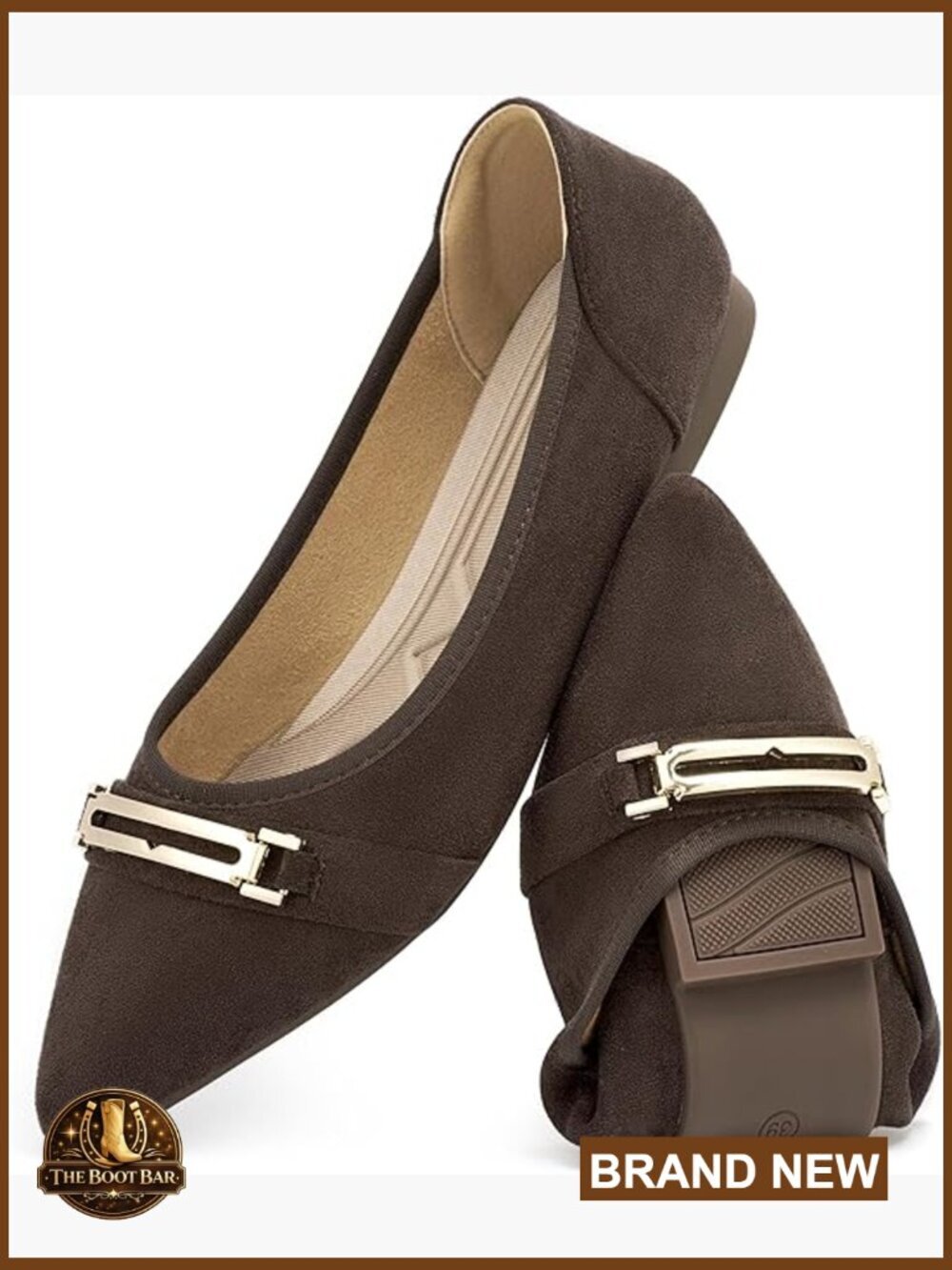 Pointed Toe Ballet Flats Suede Slip On Dressy Comfortable Work Shoes